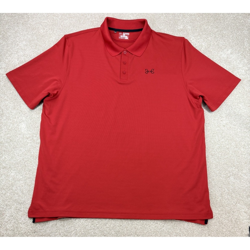 Under Armour Polo Shirt Mens 3XL Loose Fit Short Sleeve Performance HeatGear Red